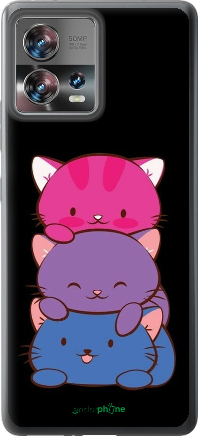 Силиконовый чехол Милые кошки для Motorola Edge 30 Fusion 5G - 6518u-3198 изображение 