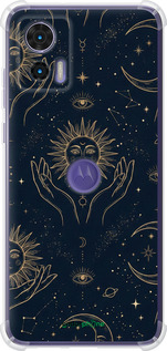 Силикон с усиленными углами чехол 'Celestial Harmony: Sun & Moon Gold Mystic Pattern' для Motorola Edge 30 Neo изображение 3