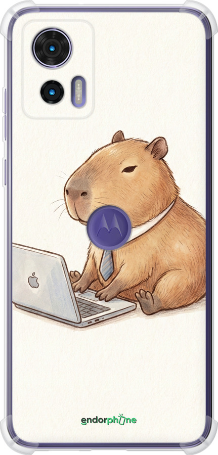 Силикон с усиленными углами чехол Funny Capybara CEO Working для Motorola Edge 30 Neo - 6777sp-3256 изображение 