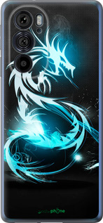Силиконовый чехол Бело-голубой огненный дракон для Motorola Edge 30 Pro - 113u-2826 изображение 