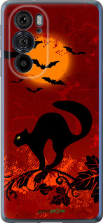 Силиконовый чехол Чёрная кошка под луной для Motorola Edge 30 Pro - 1190u-2826 изображение 