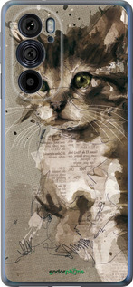 Силиконовый чехол Котёнок из пятен и линий для Motorola Edge 30 Pro - 119u-2826 изображение 