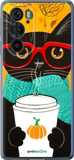 Силиконовый чехол Осенний кот для Motorola Edge 30 Pro - 4026u-2826 изображение 