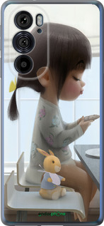 Силиконовый чехол Милая девочка с зайчиком для Motorola Edge 30 Pro - 4039u-2826 изображение 