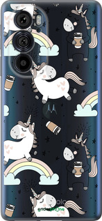 Силиконовый чехол Единорог и кофе для Motorola Edge 30 Pro - 4661u-2826 изображение 
