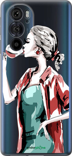 Силиконовый чехол Девушка с бокалом для Motorola Edge 30 Pro - 4662u-2826 изображение 