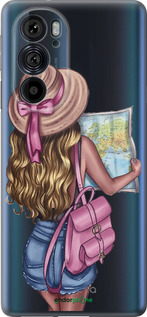 Силиконовый чехол Девушка с картой для Motorola Edge 30 Pro - 4704u-2826 изображение 