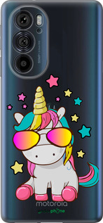 Силиконовый чехол Единорог в очках для Motorola Edge 30 Pro - 4879u-2826 изображение 