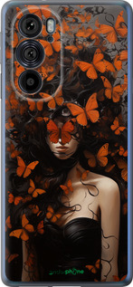 Силиконовый чехол Девушка с оранжевыми бабочками для Motorola Edge 30 Pro - 5941u-2826 изображение 