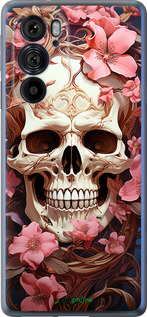Силиконовый чехол Череп в розовых цветах для Motorola Edge 30 Pro - 5965u-2826 изображение 