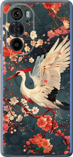 Силиконовый чехол Сакура и аист для Motorola Edge 30 Pro - 6108u-2826 изображение 