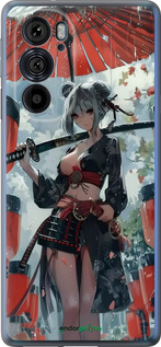 Силиконовый чехол Гейша-воин для Motorola Edge 30 Pro - 6124u-2826 изображение 