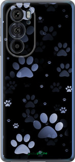 Силиконовый чехол С синими отпечатками лап для Motorola Edge 30 Pro - 6441u-2826 изображение 