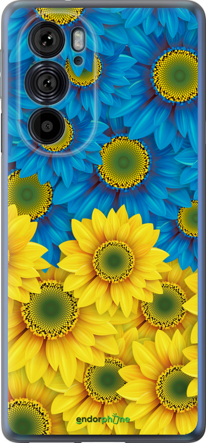 Силиконовый чехол Жёлто-голубые цветы для Motorola Edge 30 Pro - 1048u-2826 изображение 