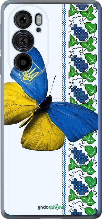 Силиконовый чехол Желто-голубая бабочка для Motorola Edge 30 Pro - 1054u-2826 изображение 