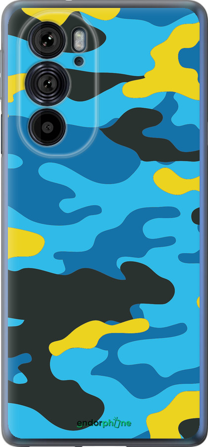 Силиконовый чехол Желто-голубой камуфляж для Motorola Edge 30 Pro - 1084u-2826 изображение 