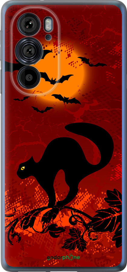 Силиконовый чехол Чёрная кошка под луной для Motorola Edge 30 Pro - 1190u-2826 изображение 