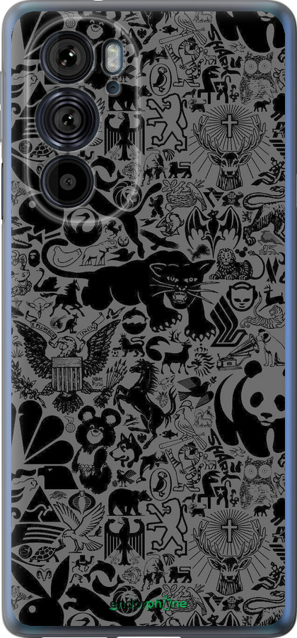 Силиконовый чехол Чёрно-серый стикер бомбинг для Motorola Edge 30 Pro - 2432u-2826 изображение 