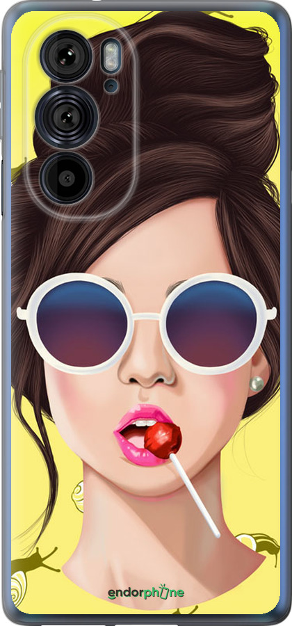 Силиконовый чехол Девушка с чупа-чупсом для Motorola Edge 30 Pro - 3979u-2826 изображение 