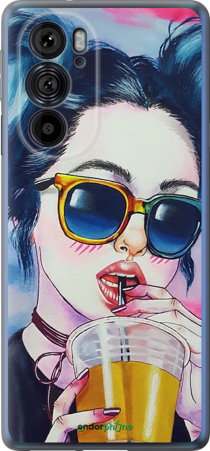 Силіконовий чехол Арт-дівчина в окулярах для Motorola Edge 30 Pro - 3994u-2826 изображение 
