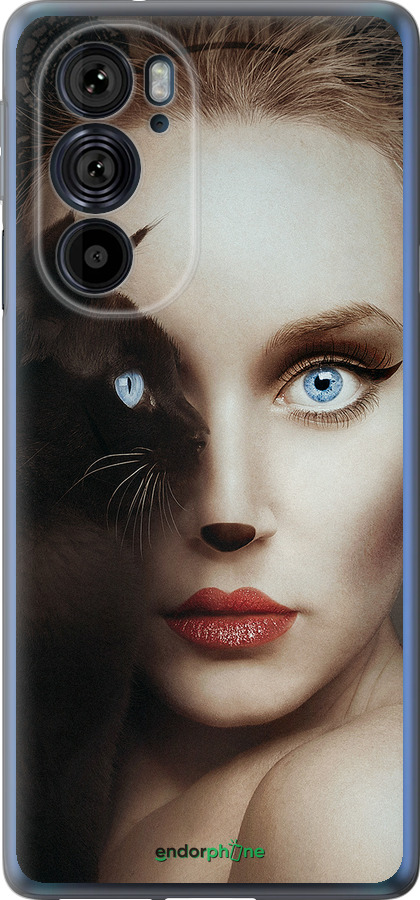 Силиконовый чехол Взгляд женщины и кошки для Motorola Edge 30 Pro - 4041u-2826 изображение 