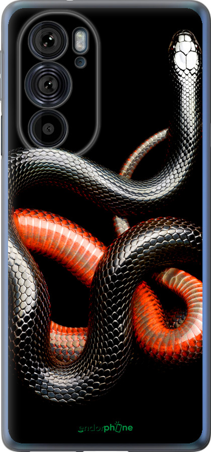 Силиконовый чехол Красно-черная змея на черном фоне для Motorola Edge 30 Pro - 4063u-2826 изображение 