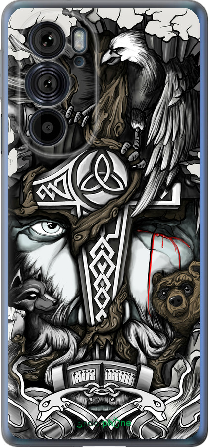 Силиконовый чехол Тату Викинг для Motorola Edge 30 Pro - 4098u-2826 изображение 