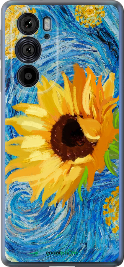 Силиконовый чехол Цветы желто-голубые для Motorola Edge 30 Pro - 5308u-2826 изображение 