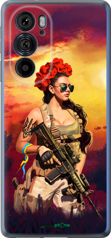 Силиконовый чехол Украинка с оружием для Motorola Edge 30 Pro - 5316u-2826 изображение 