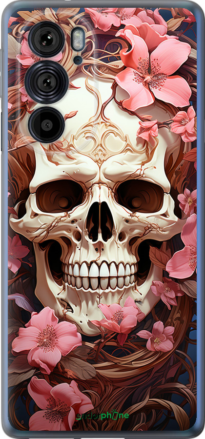 Силиконовый чехол Череп в розовых цветах для Motorola Edge 30 Pro - 5965u-2826 изображение 