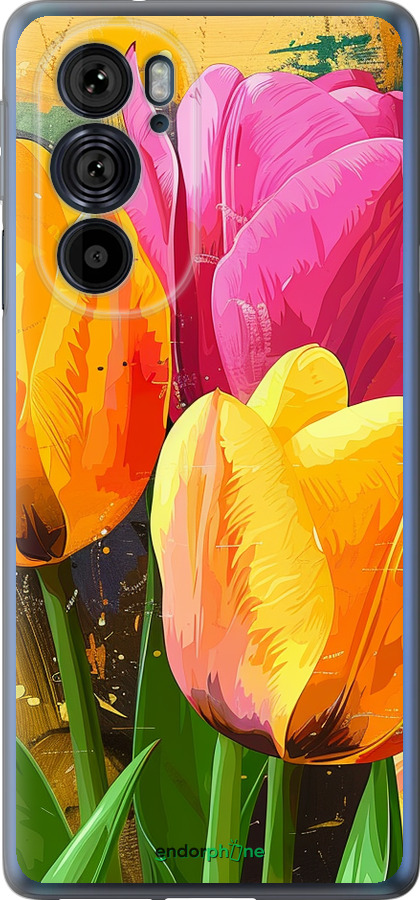 Силиконовый чехол Нарисованные тюльпаны для Motorola Edge 30 Pro - 5990u-2826 изображение 