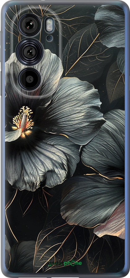 Силиконовый чехол Черные цветы для Motorola Edge 30 Pro - 6031u-2826 изображение 