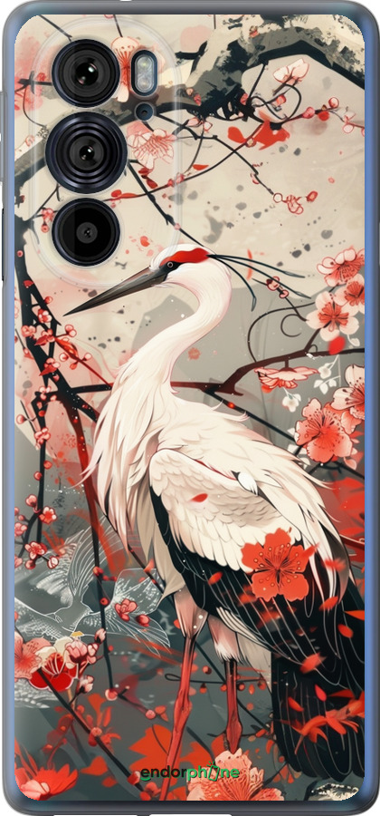 Силиконовый чехол Аист в цвету сакуры для Motorola Edge 30 Pro - 6109u-2826 изображение 