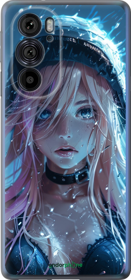 Силиконовый чехол Аниме-дива под дождем для Motorola Edge 30 Pro - 6120u-2826 изображение 
