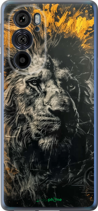 Силиконовый чехол Лев в золотых красках для Motorola Edge 30 Pro - 6155u-2826 изображение 