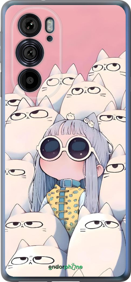 Силиконовый чехол Малышка с котами для Motorola Edge 30 Pro - 6295u-2826 изображение 