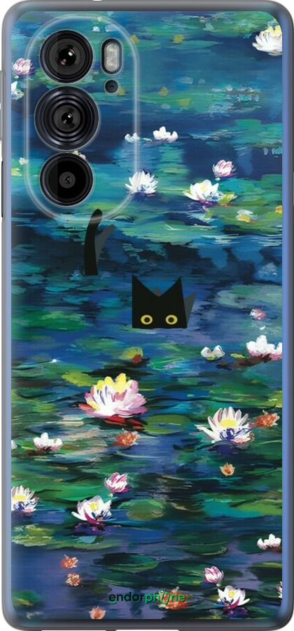 Силиконовый чехол Чехол с изображением водяных лилий Моне и кошек для Motorola Edge 30 Pro - 6399u-2826 изображение 