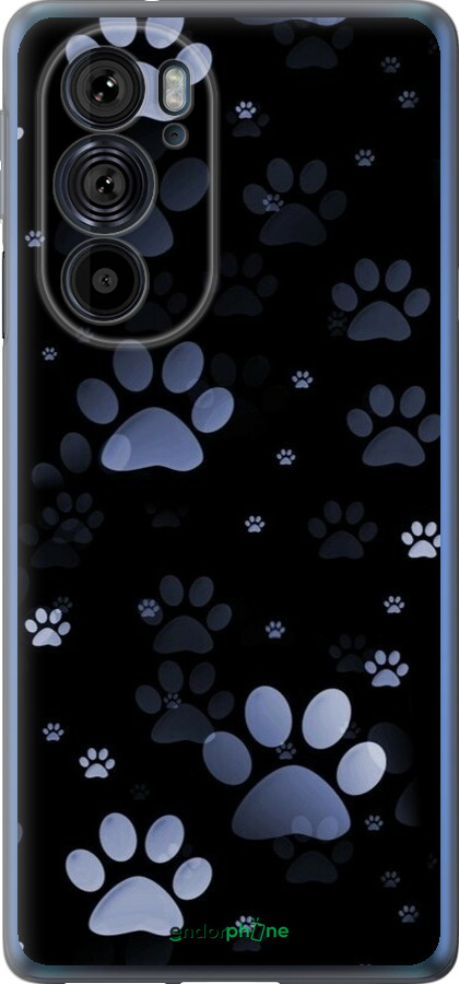 Силиконовый чехол С синими отпечатками лап для Motorola Edge 30 Pro - 6441u-2826 изображение 