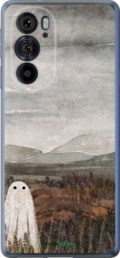 Силиконовый чехол Одинокий призрак на фоне гор для Motorola Edge 30 Pro - 6486u-2826 изображение 