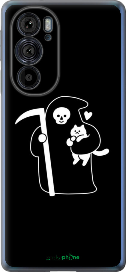 Силиконовый чехол Минималистичный арт: смерть и кошка для Motorola Edge 30 Pro - 6529u-2826 изображение 