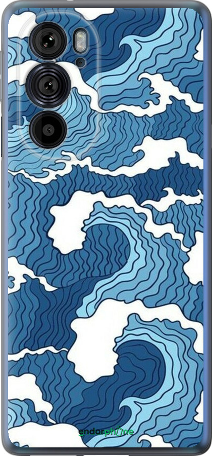 Силиконовый чехол Абстрактный рисунок морских волн для Motorola Edge 30 Pro - 6538u-2826 изображение 