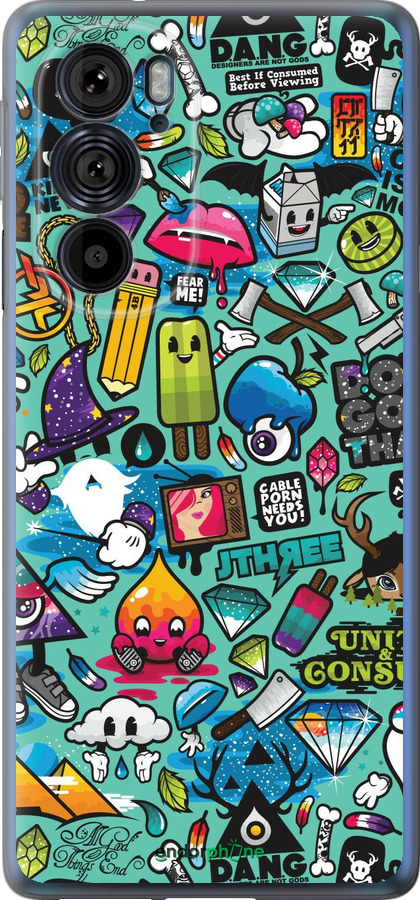 Силиконовый чехол Стикер бомбинг 1 для Motorola Edge 30 Pro - 693u-2826 изображение 