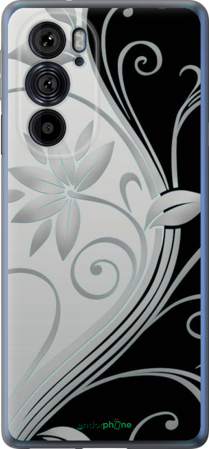 Силиконовый чехол Цветы на чёрно-белом фоне для Motorola Edge 30 Pro - 840u-2826 изображение 
