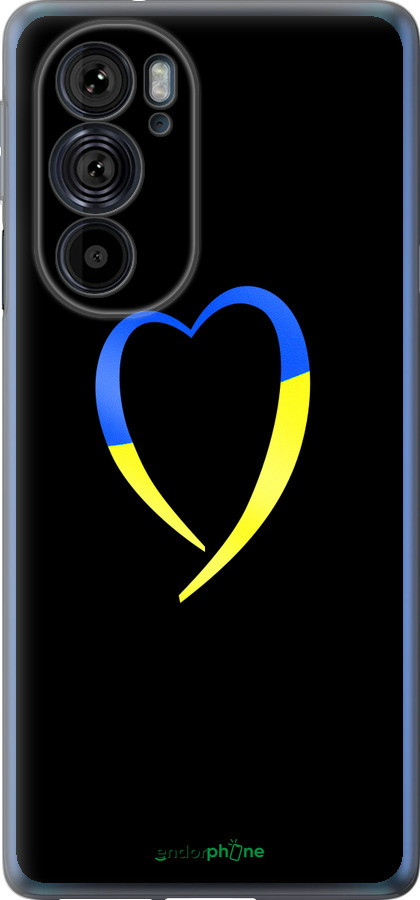 Силиконовый чехол Жёлто-голубое сердце для Motorola Edge 30 Pro - 885u-2826 изображение 