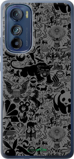 Силиконовый чехол Чёрно-серый стикер бомбинг для Motorola Edge 30 - 2432u-2840 изображение 