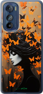 Силиконовый чехол Чехол для телефона Девушка с оранжевыми бабочками для Motorola Edge 30 - 5940u-2840 изображение 