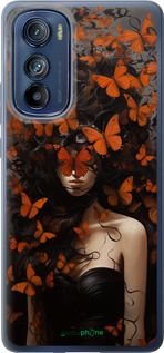 Силиконовый чехол Девушка с оранжевыми бабочками для Motorola Edge 30 - 5941u-2840 изображение 