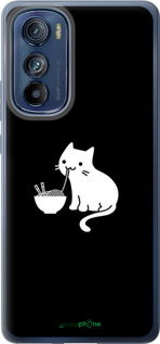Силиконовый чехол С милым котом на черном фоне для Motorola Edge 30 - 6528u-2840 изображение 