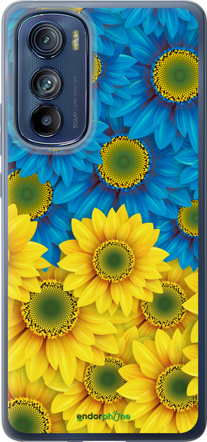 Силиконовый чехол Жёлто-голубые цветы для Motorola Edge 30 - 1048u-2840 изображение 