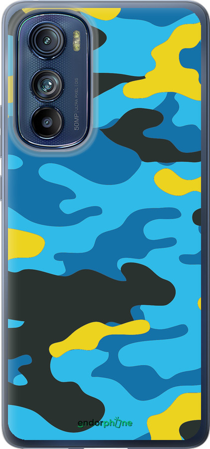Силиконовый чехол Желто-голубой камуфляж для Motorola Edge 30 - 1084u-2840 изображение 